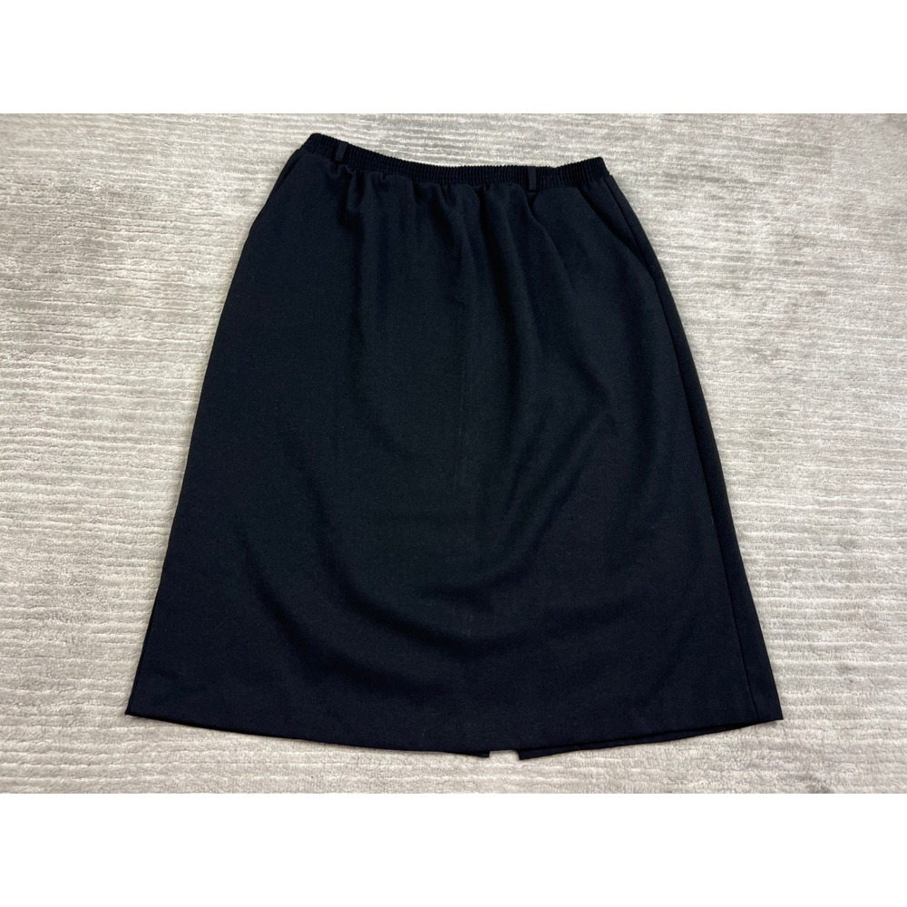 Act II Skirt Women 14 Black Pencil Midi Elastic Waist Pockets Made in USA 2721